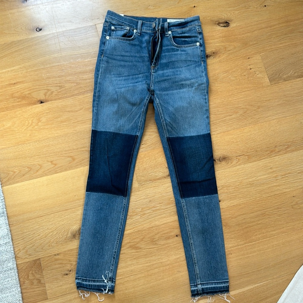Rag & bone two-tone skinny jeans in Olana, 29